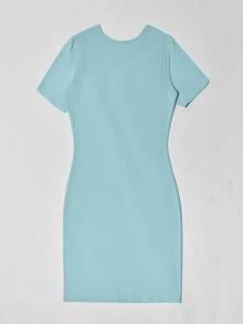 SHEIN Unity Letter Graphic Bodycon Dress - Baby Blue - View 2