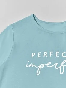 SHEIN Unity Letter Graphic Bodycon Dress - Baby Blue - View 5