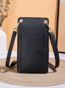 鱷魚壓紋孔眼細節手機錢包 - 黑色 - 查看 3