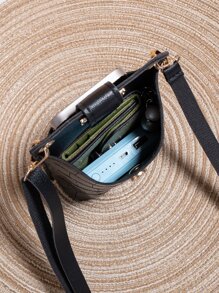 鱷魚壓紋孔眼細節手機錢包 - 黑色 - 查看 4