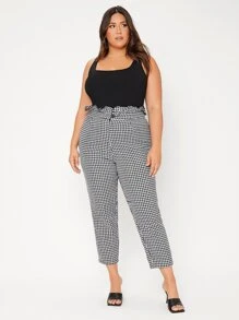 SHEIN BASICS Plus Scoop Neck Solid Tank Top/Summer - Black - View 6