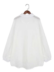 Camisa amplia unicolor de hombros caídos - Blanco - Ver 2