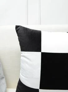 Funda de cojín sin relleno con estampado de cuadros - Blanco y Negro - Ver 4