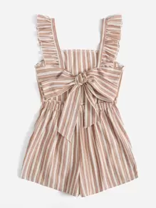 Soleia Striped Ruffle Tie Back Jumpsuit - Multicolor - View 2