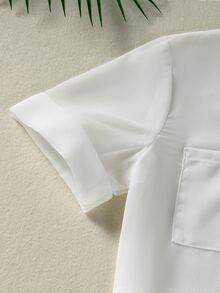 Girls Plain Chiffon Pocket Button Front Kimono - White - View 5