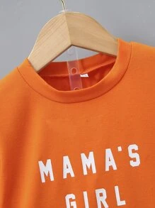 Niñitas Shorts con camiseta con estampado de letra - Naranja - Ver 3