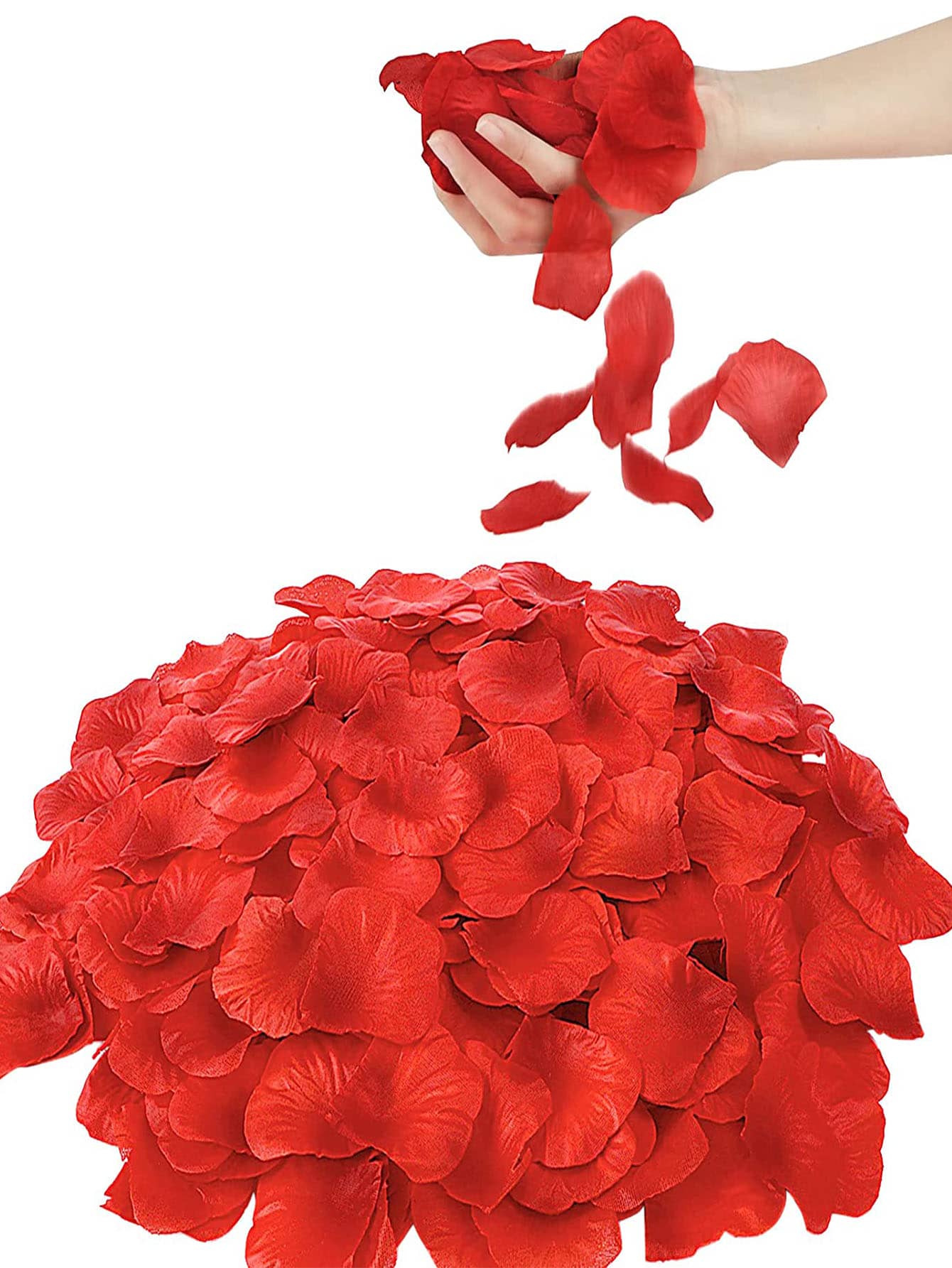 500 piezas pétalos de rosa artificiales, pétalos de flores artificiales para la boda del día de San Valentín, decoración de flores - Rojo - Ver 1