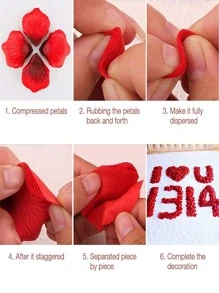 500 piezas pétalos de rosa artificiales, pétalos de flores artificiales para la boda del día de San Valentín, decoración de flores - Rojo - Ver 3