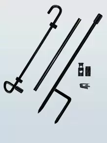 1set/2sets-Christmas Outdoor garden flagpole Black spray painted garden decorated flagpole with 1 spring 1 clip - Black - View 1