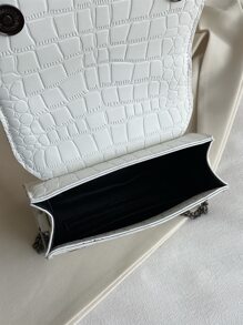 CONTAINEVERY Lightweight,Business Casual Mini Crocodile Embossed Flap Chain Square Bag For Teen Girls Women College Students,Rookies & White-collar Workers Perfect for Office,College,Work ,Business,Commute,Outdoors, Travel, Outings - White - View 8