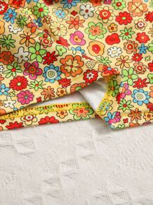 SHEIN 青少年女孩小碎花胸部褶皺吊帶上衣