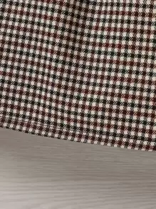 Sparklyn 青少女肋骨針織泡泡袖t恤和格紋百褶裙套裝（不含袋子）