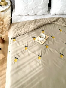 Colcha limón con bordado - Caqui - Ver 5