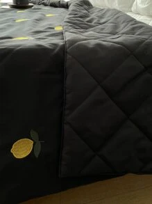 Lemon Embroidered Quilted Bedspread