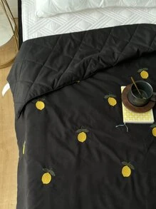 Lemon Embroidered Quilted Bedspread