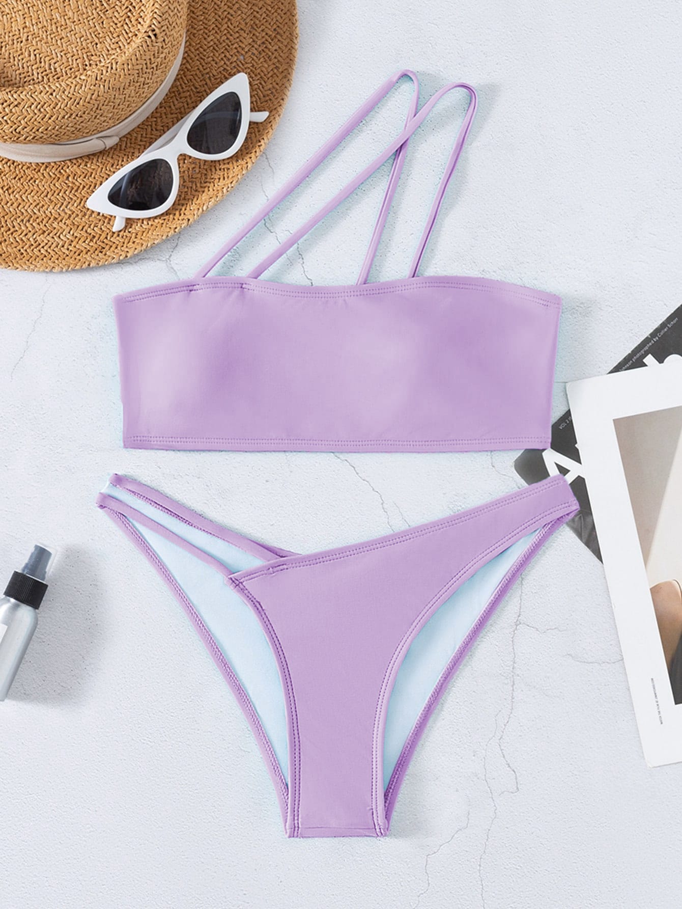 Plain Cutout Bikini Swimsuit SHEIN EUR