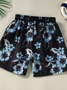 Young Boy Floral Button Beach Swimsuit - Multicolor - View 7