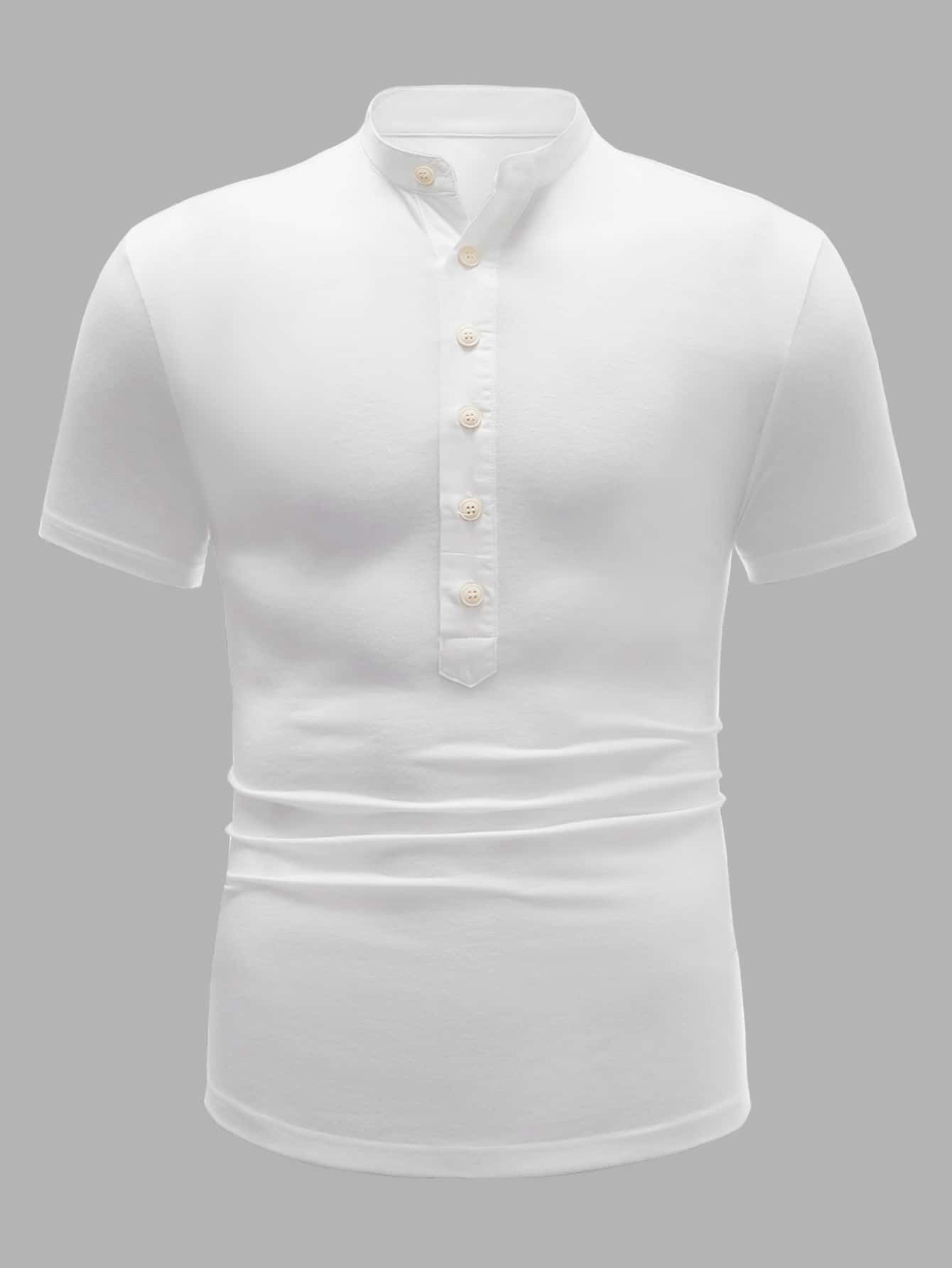Shein Men Mock Neck Half Button Placket Top Shein Usa