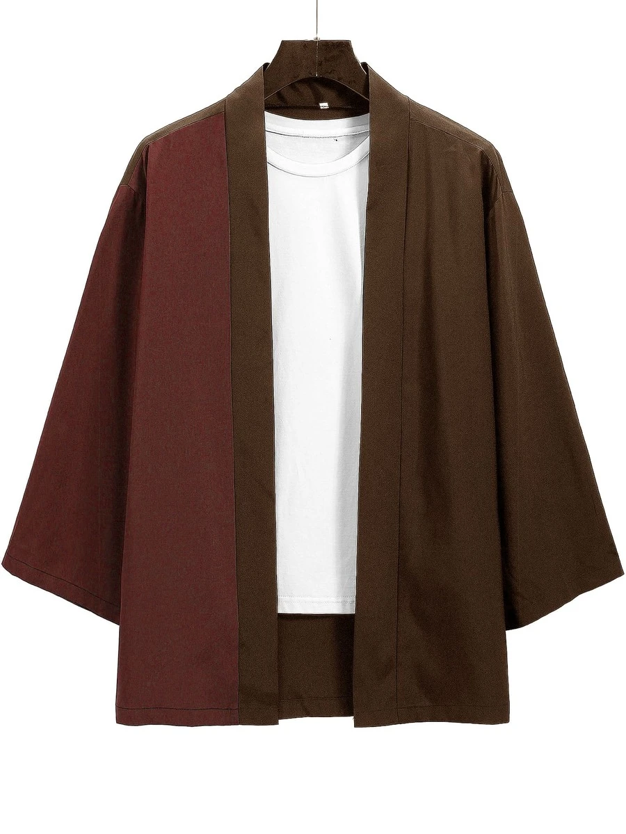 Manfinity Hypemode Men Two Tone Drop Shoulder Kimono Without Tee - Multicolor - View 1