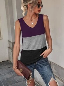 Top sans manches à blocs de couleurs - Multicolore - Voir 1