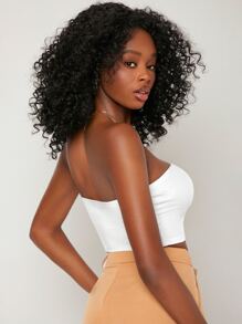 SHEIN BASICS Solid Crop Tube Top - White - View 2