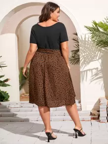 SHEIN LUNE Đầm Plus Size Thắt lưng Đồ họa Giải trí - Nhiều màu - Xem 2