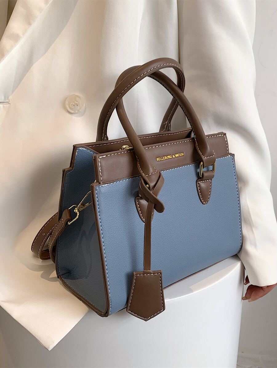 BELLEBORG Quiet Luxury Other Printing Colorblock Letter Graphic Square Bag, For Women, Rookies & White-Collar Workers,For Teacher Gifts,For Lady,For Female For Business/Commute/Work/Office,For Festivals/Vacation/Holiday