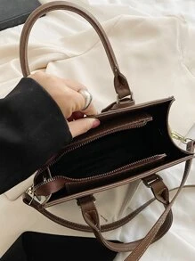 BELLEBORG Quiet Luxury Other Printing Colorblock Letter Graphic Square Bag, For Women, Rookies & White-Collar Workers,For Teacher Gifts,For Lady,For Female For Business/Commute/Work/Office,For Festivals/Vacation/Holiday - Blue - View 4
