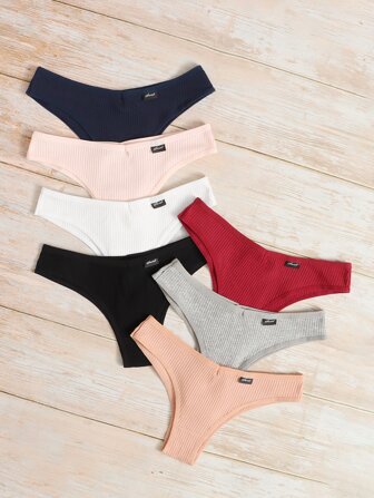 7pack Plain Rib Cheeky Panty Set