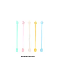 50pcs Mixed Color Mixing Spoon, Modern Plastic Silicone Spoon For DIY