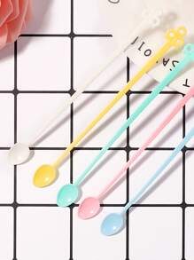 50pcs Mixed Color Mixing Spoon, Modern Plastic Silicone Spoon For DIY