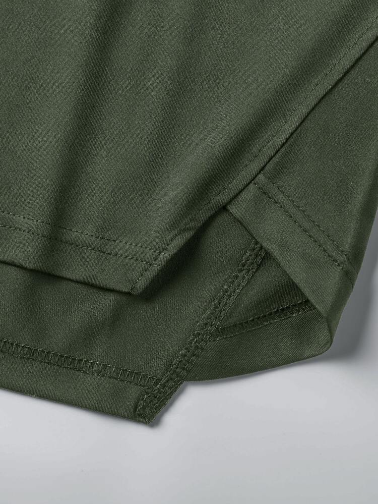 Men Drawstring Hooded High Low Hem Tank Top