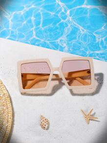 Gafas de moda de lentes tintadas - Beis - Ver 1