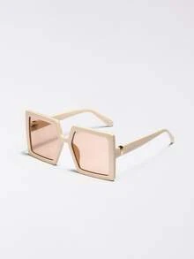 Gafas de moda de lentes tintadas - Beis - Ver 2