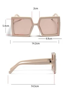 Gafas de moda de lentes tintadas - Beis - Ver 3