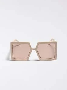 Gafas de moda de lentes tintadas - Beis - Ver 4