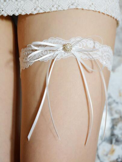 Faux Pearl Decor Bridal Garter Belt Garter>Bridal Fashion Anklets