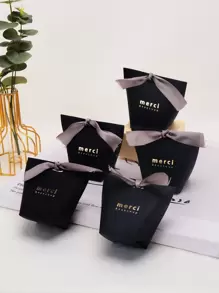 5pcs Simple Gold Foil Gift Bags (Ribbon Not Included) - Black - View 1