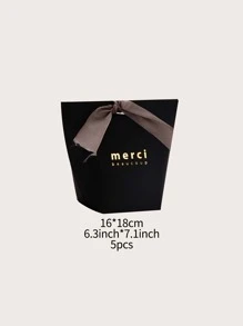 5pcs Simple Gold Foil Gift Bags (Ribbon Not Included) - Black - View 3