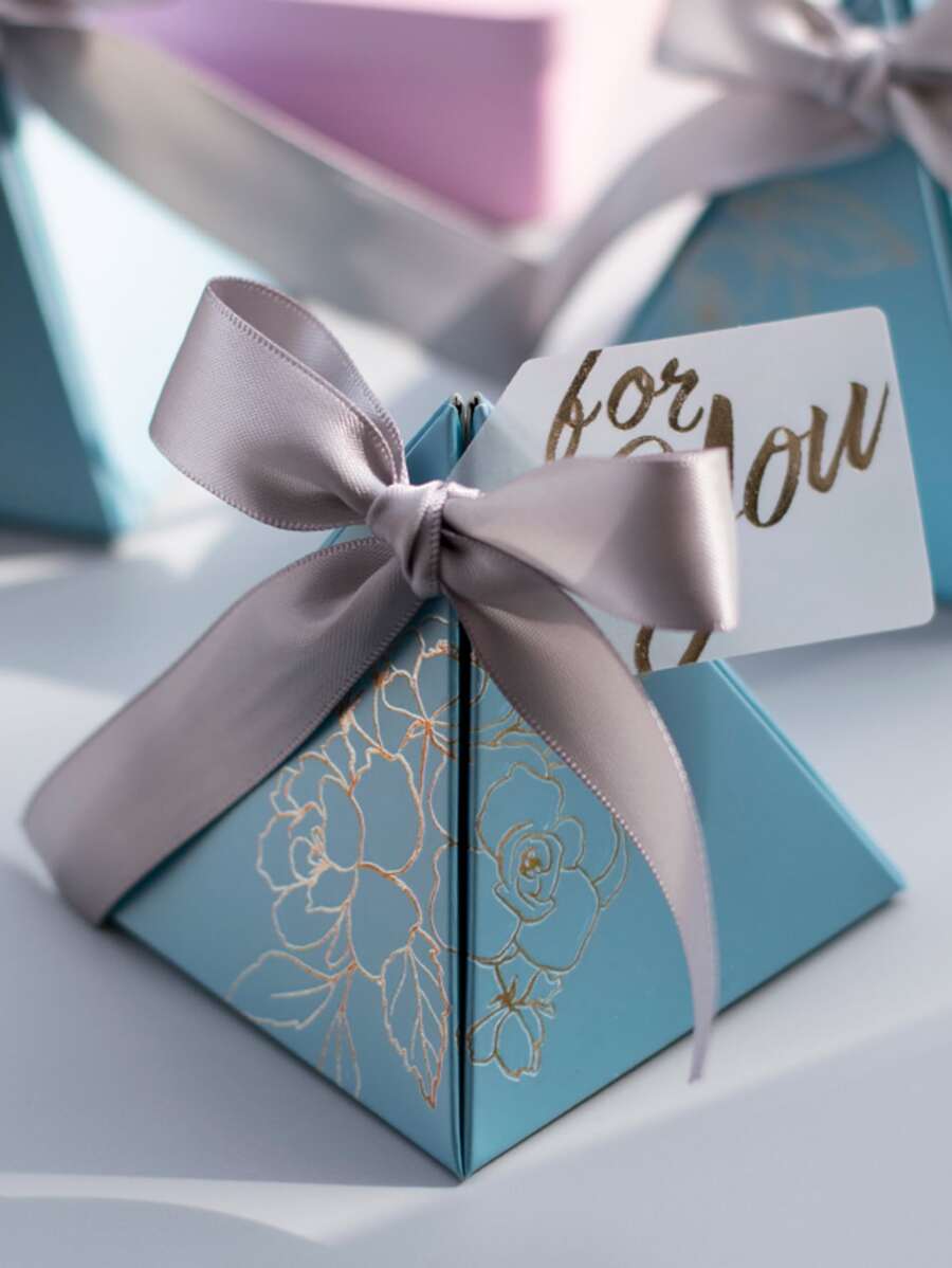 Hộp bao bì trang trí 5 cái cung - Màu xanh nhạt - Xem 1