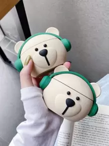 Funda con forma de oso de peluche con manzana, oso 3D lindo y compatible con AirPods 1/2 y AirPods Pro, estilo kawaii - Multicolor - Ver 1