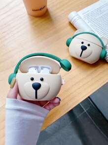 Funda con forma de oso de peluche con manzana, oso 3D lindo y compatible con AirPods 1/2 y AirPods Pro, estilo kawaii - Multicolor - Ver 2