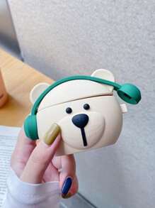 Funda con forma de oso de peluche con manzana, oso 3D lindo y compatible con AirPods 1/2 y AirPods Pro, estilo kawaii - Multicolor - Ver 3