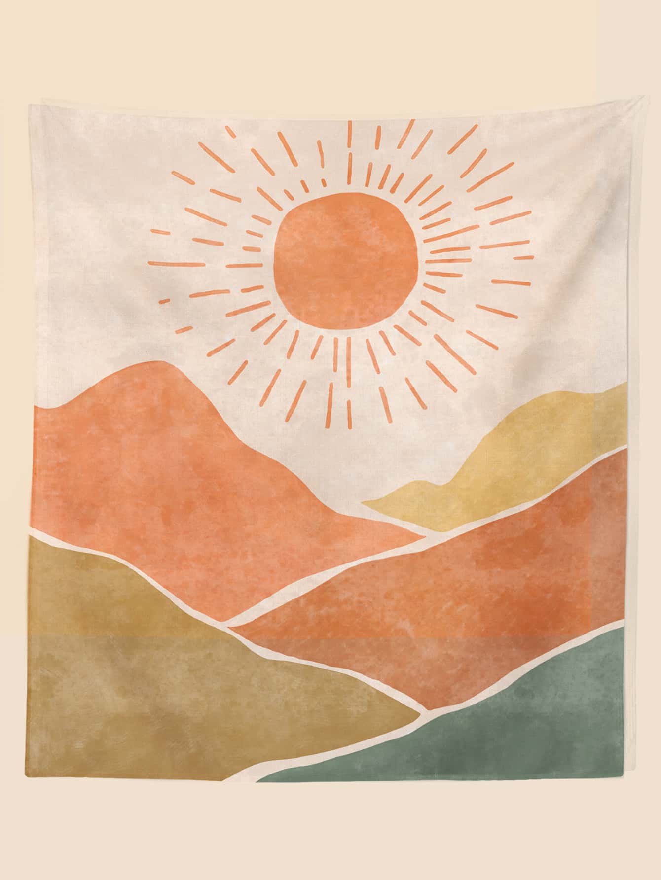 山和太陽印花掛毯 - 彩色 - 查看 1