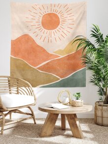 山和太陽印花掛毯 - 彩色 - 查看 4