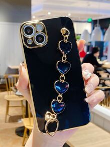 Plain Phone Case With Heart Hand Strap Compatible With IPhone 11,IPhone 13,IPhone 14 Pro Max - Black - View 2