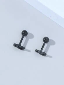 Men Infinity Symbol Design Stud Earrings - Black - View 3