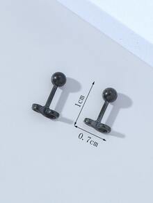 Men Infinity Symbol Design Stud Earrings - Black - View 4