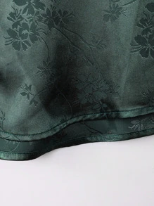 Manfinity Homme 男士花卉提花休闲缎面短袖领衬衫，适合外出