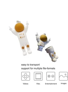 1 pieza Memoria USB astronauta en forma de - Blanco - Ver 3